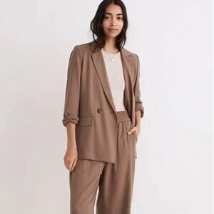 MADEWELL Drapeweave Caldwell Double-Breasted Blazer Castle Rock Tan Sz L {UU53}